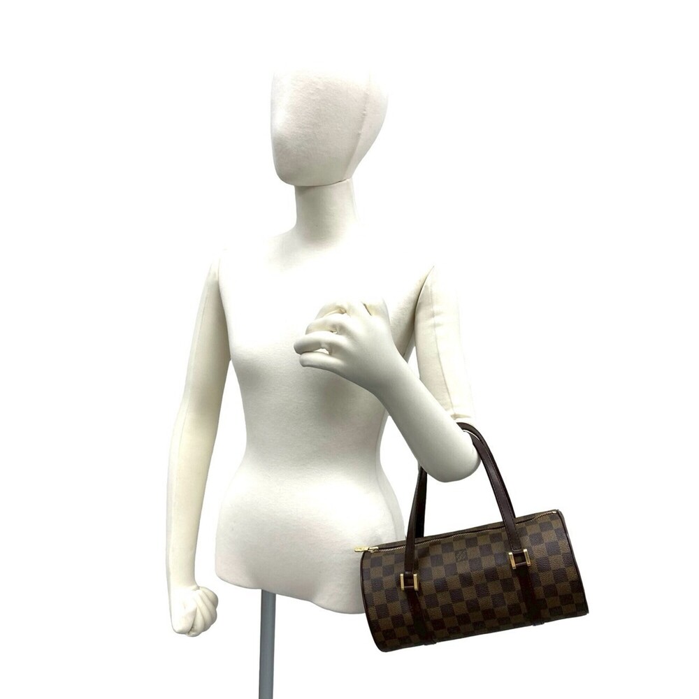 LOUIS VUITTON Brown Damier Leather Papillon 26 Boston Bag - Picture 2 of 9